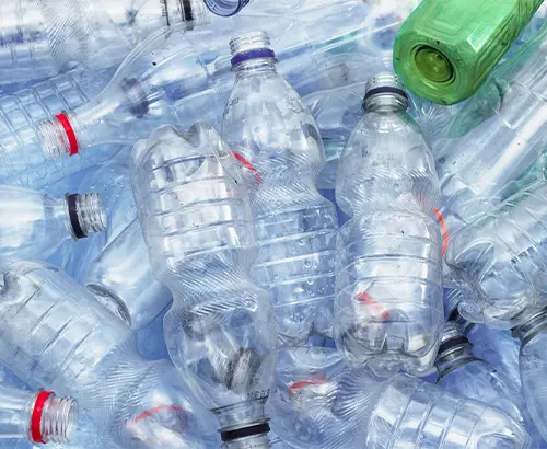 Post-use plastic bottles.