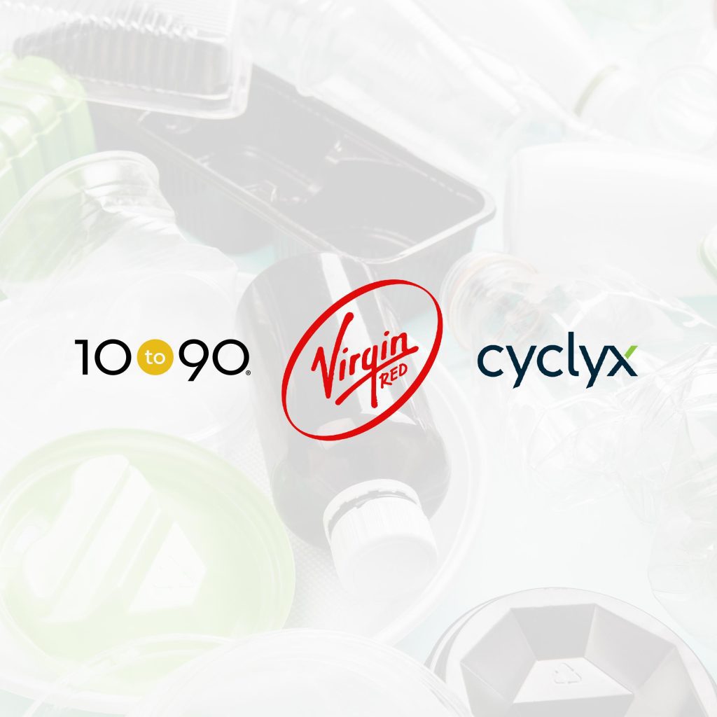 10 to 90 logo, Virgin Red logo and Cyclyx logo