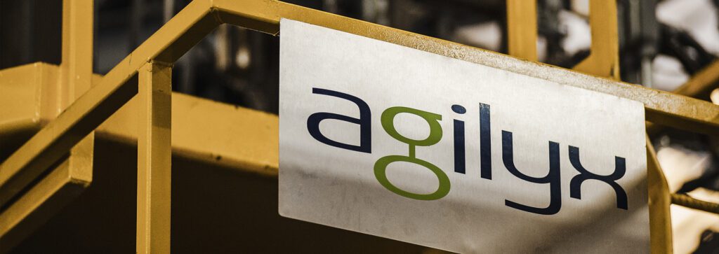 Agilyx sign in a chemical recycling facility in Tigard, Oregon.